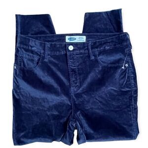 OLD NAVY HIGH WAISTED ROCKSTAR SUPER SKINNY RAW HEM MIDNIGHT BLUE VELVET JEAN 12